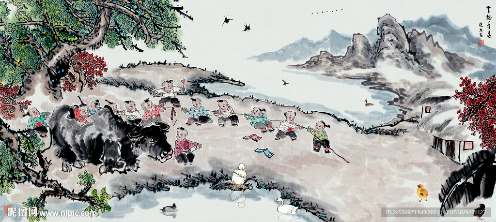 国画古典儿童人物画