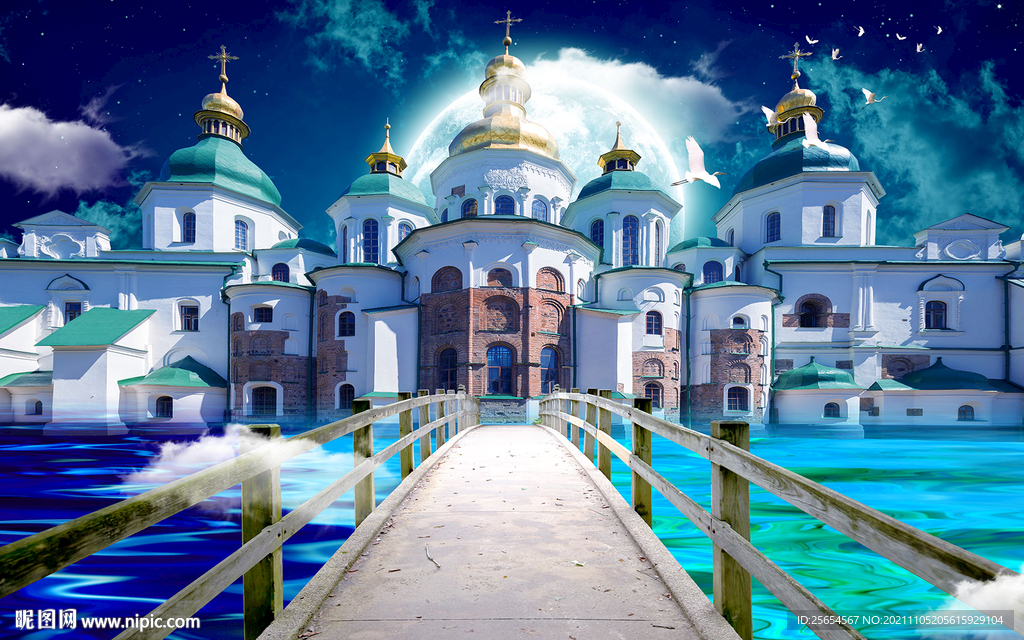 天空之城3D背景墙