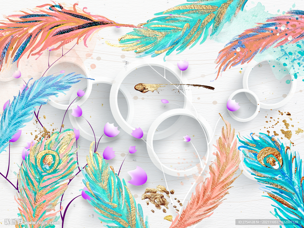 装饰画 晶瓷画 羽毛