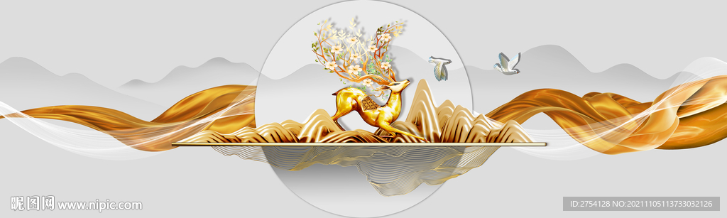 装饰画 晶瓷画 麋鹿