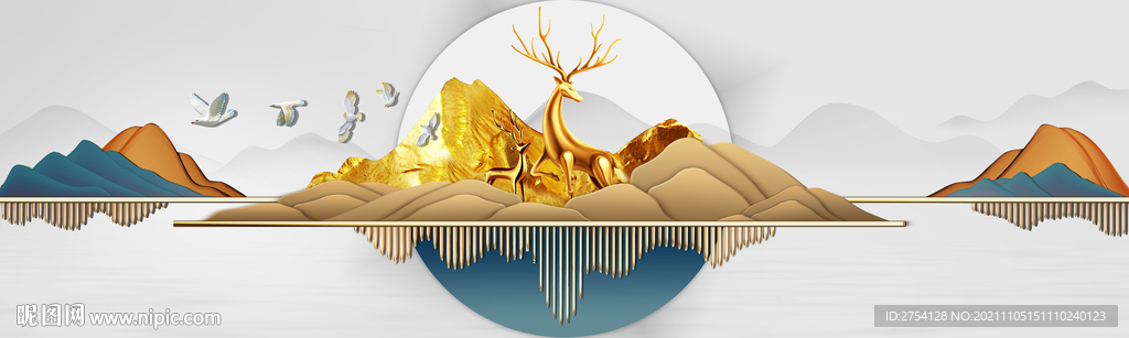 装饰画 晶瓷画 麋鹿