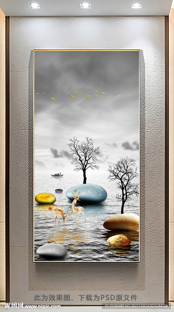 玄关画 石来运转