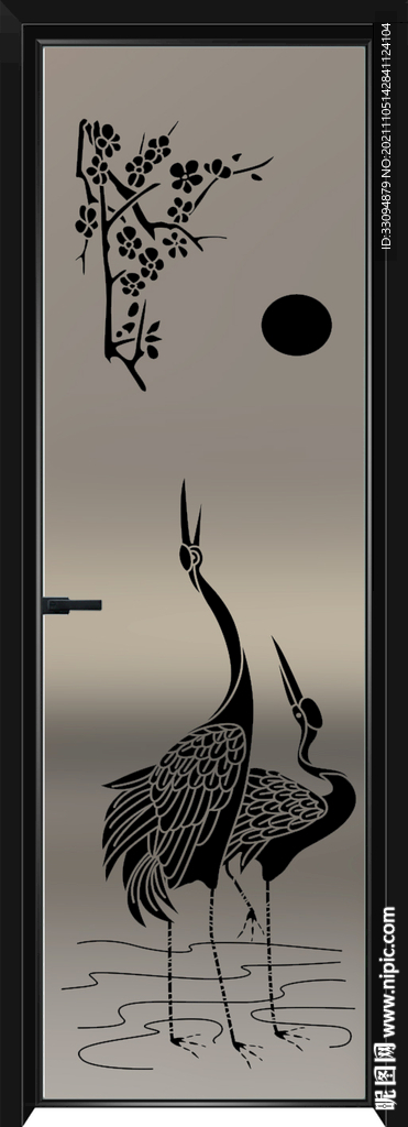 高清分层透明底平开门玻璃打印图