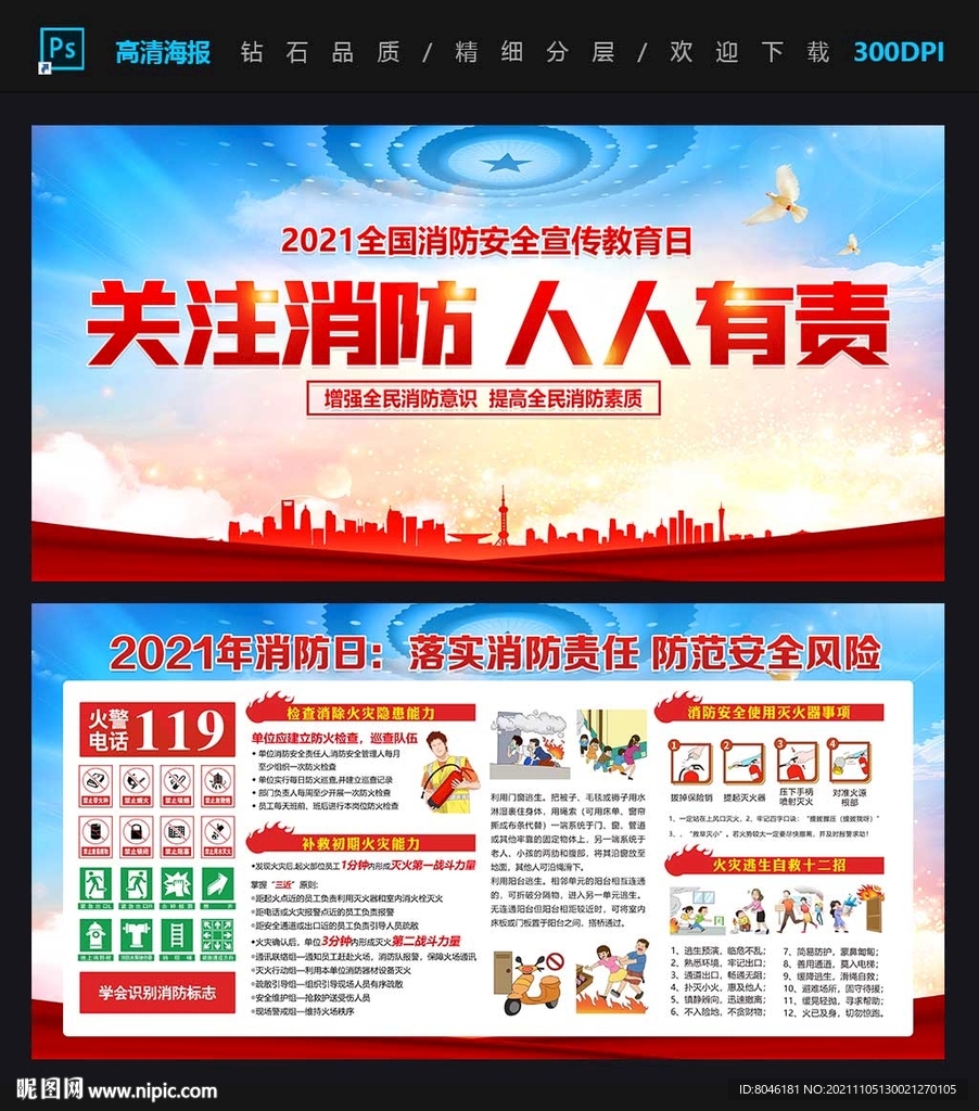 2021年消防安全月宣传栏