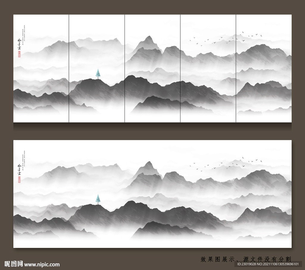 鸟群山水