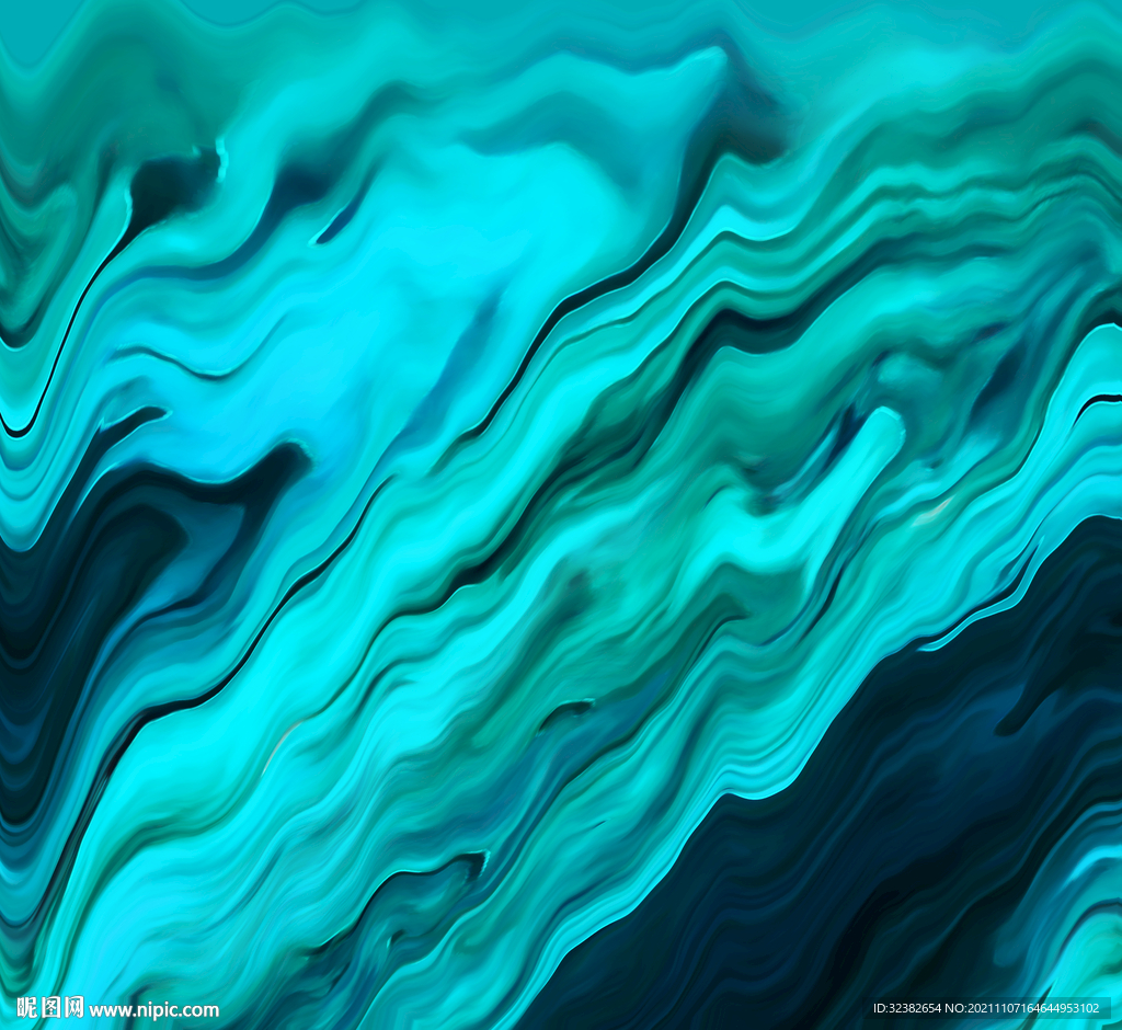 绿色流体抽象画