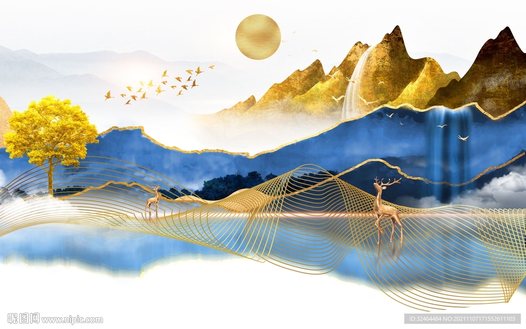 金山麋鹿意境山水