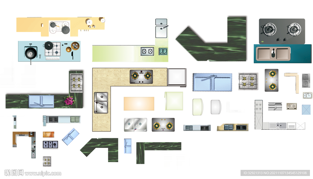 厨房厨电高清彩平素材PSD