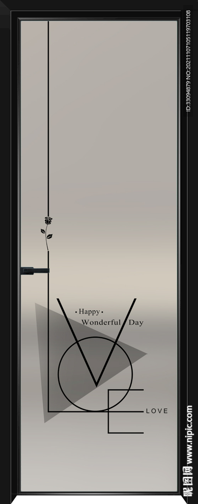 高清分层透明底平开门玻璃打印图