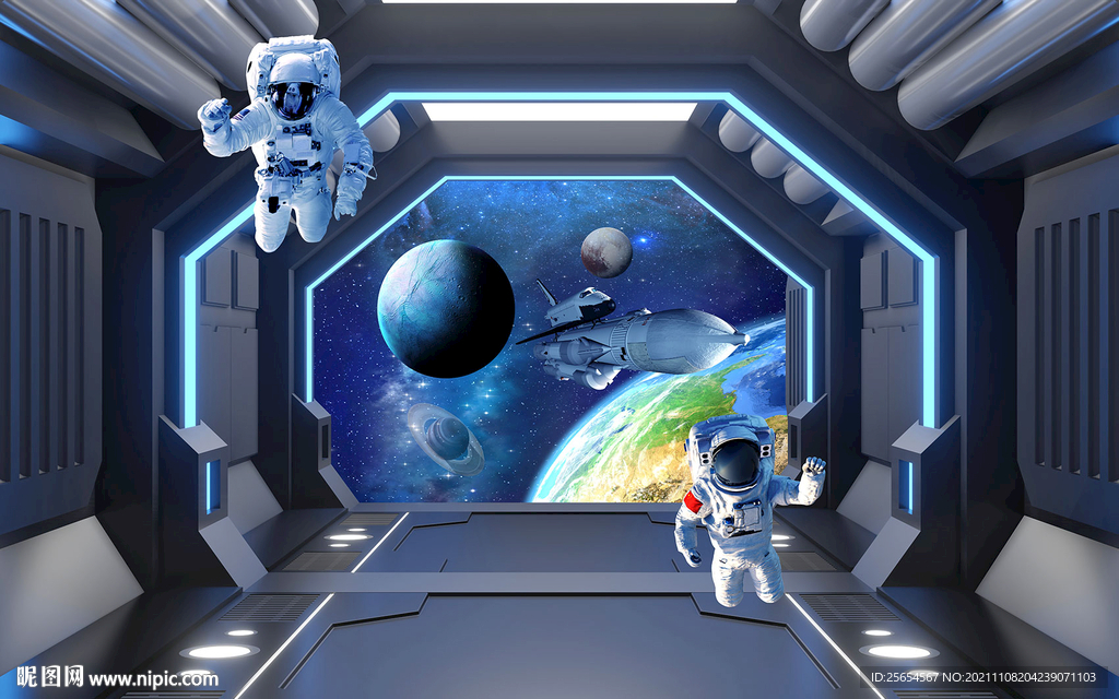 飞船舷窗星球宇宙酒吧KTV背景