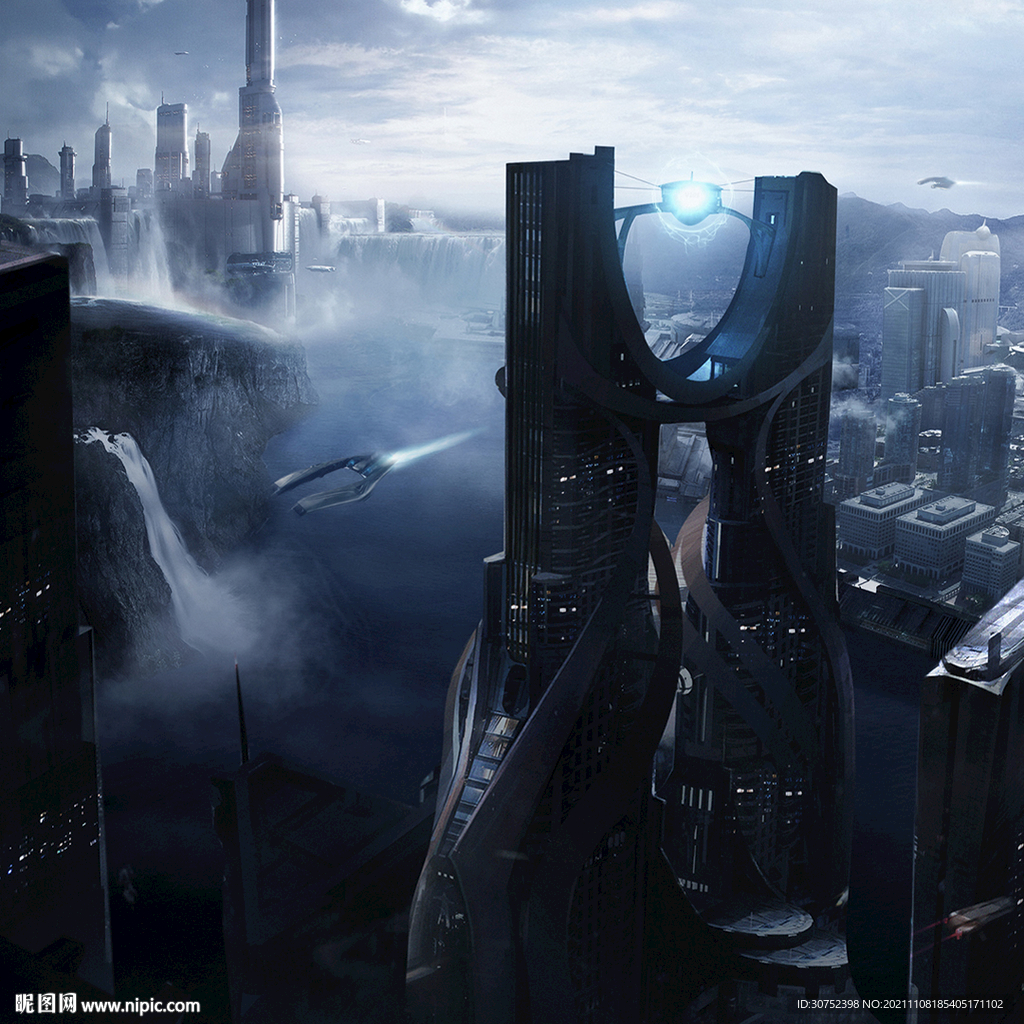 未来科幻城市合成海报分层源文件