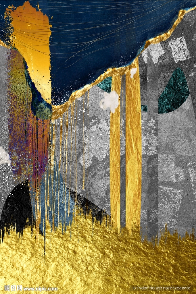 抽象金箔装饰画