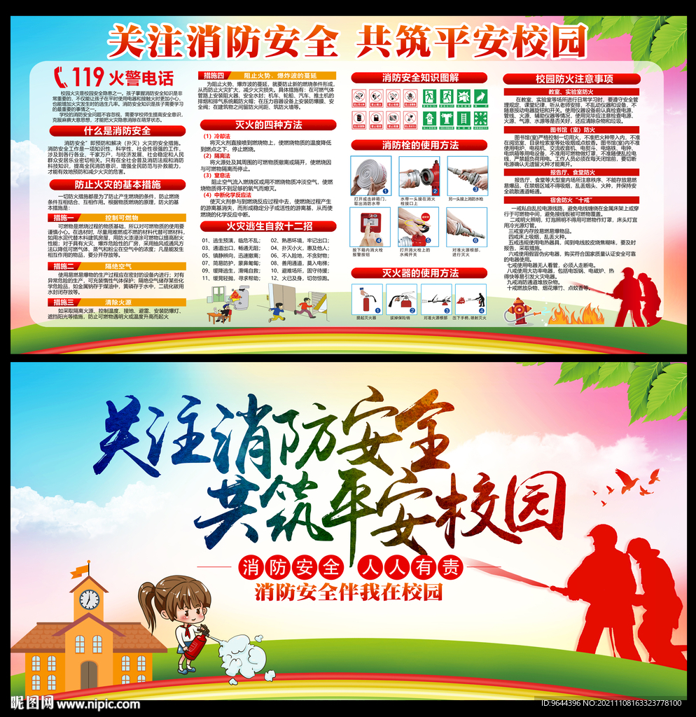 校园消防展板