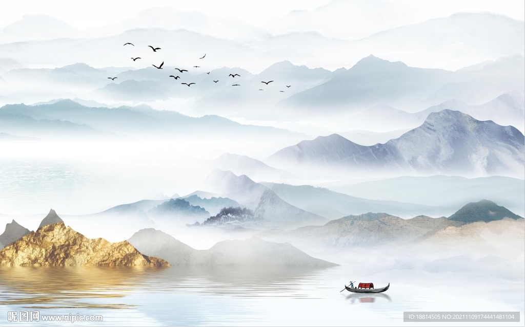 新中式山水背景墙