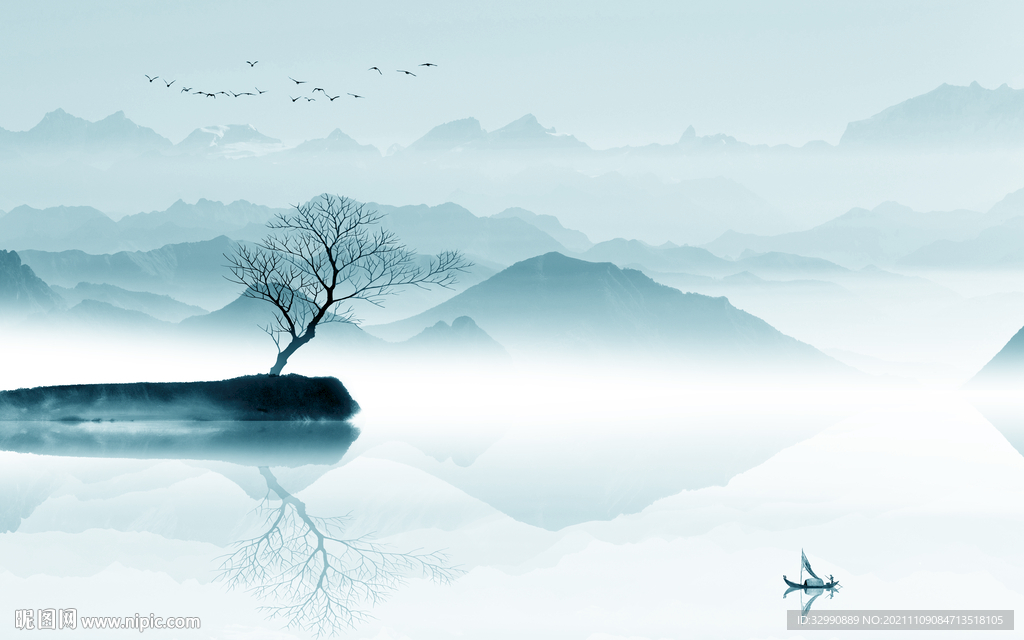 意境高清山水墙画 TIF分层