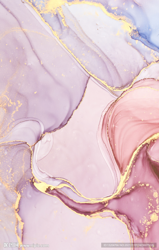 水彩渐变纹理鎏金线条大理石背景