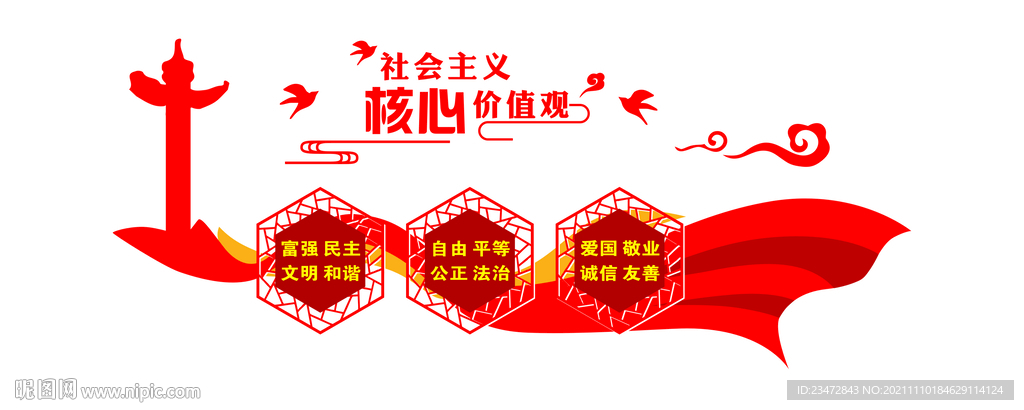 价值观文化墙飘带版