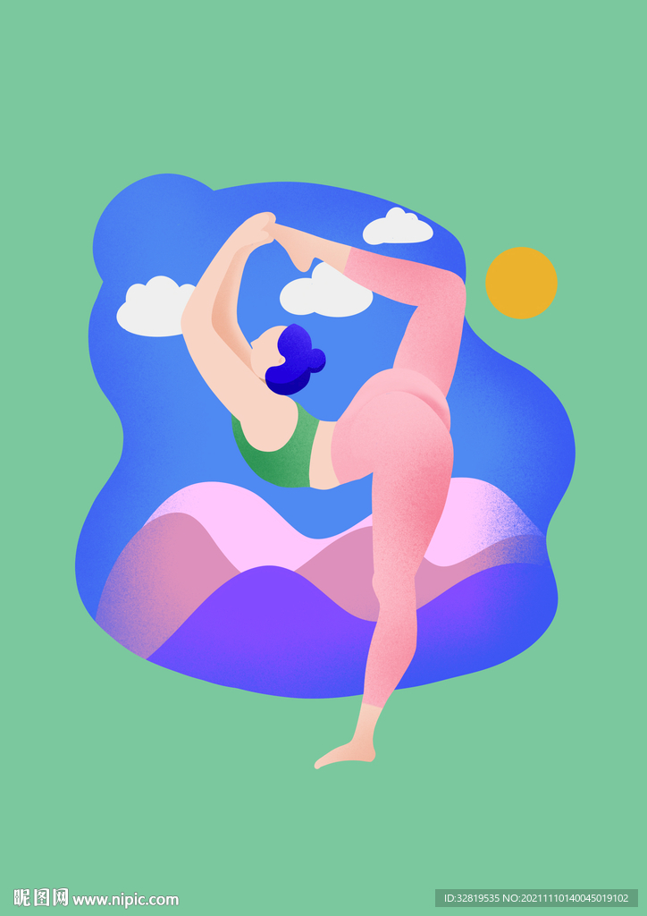 瑜伽扁平风插画