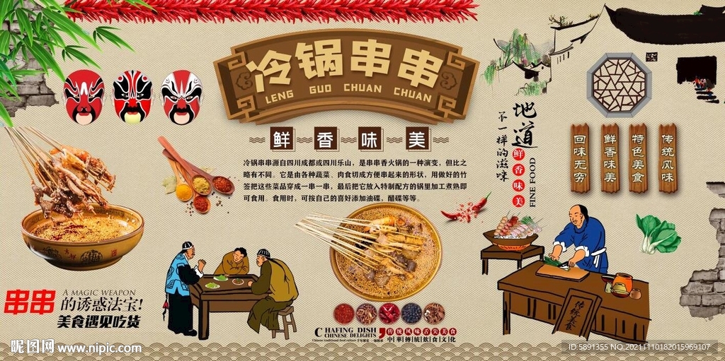冷锅串串背景墙