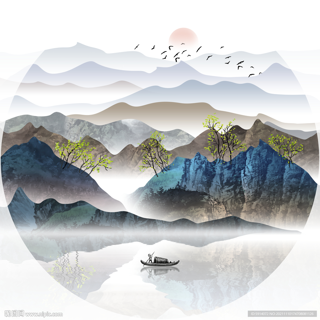 装饰画 抽象画 山川