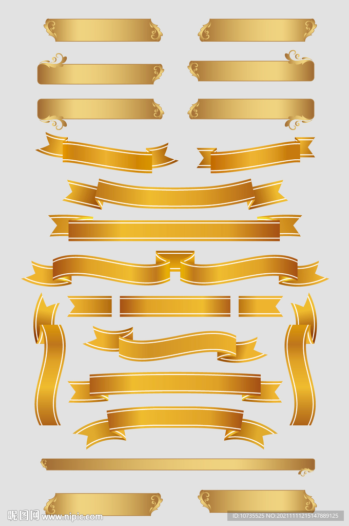 AI矢量金色渐变花纹标题栏
