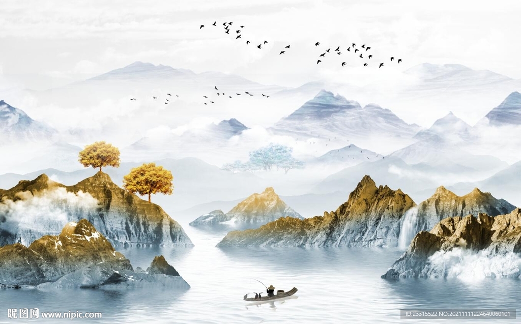 山水电视背景墙