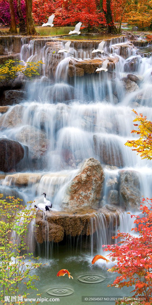 流水生财瀑布鲤鱼玄关
