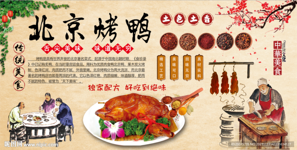 北京烤鸭工装背景墙