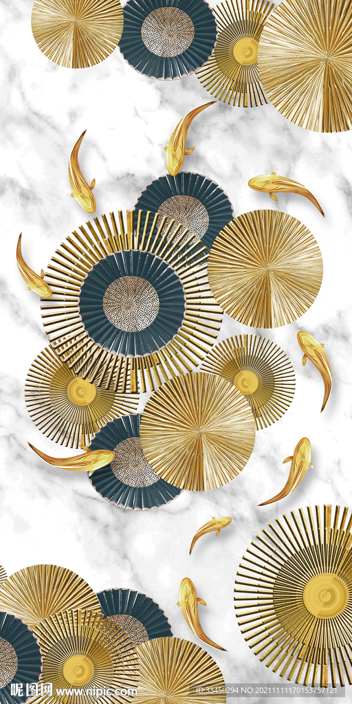 九鱼玄关装饰画