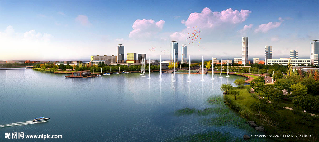 滨湖城市规划景观效果图