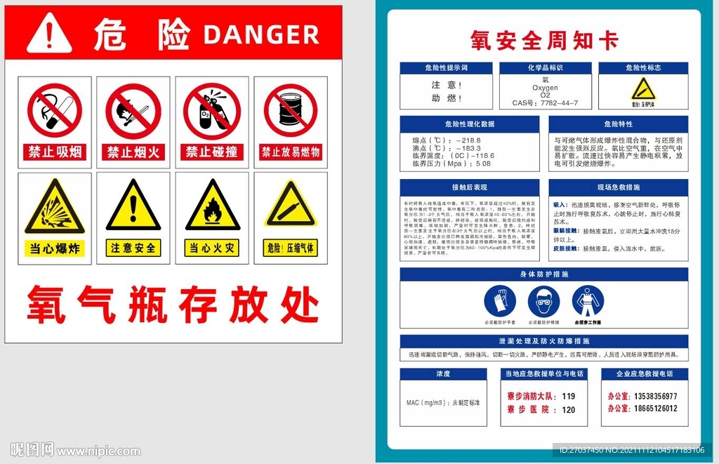 氧气房警告和氧气房周知卡