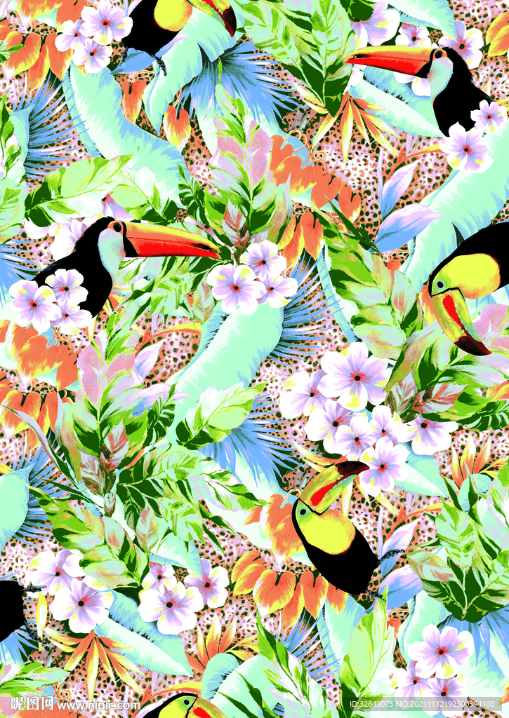 花鸟碎花