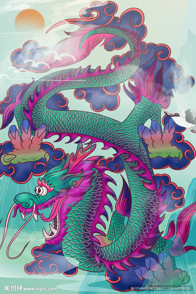 国潮龙纹图案