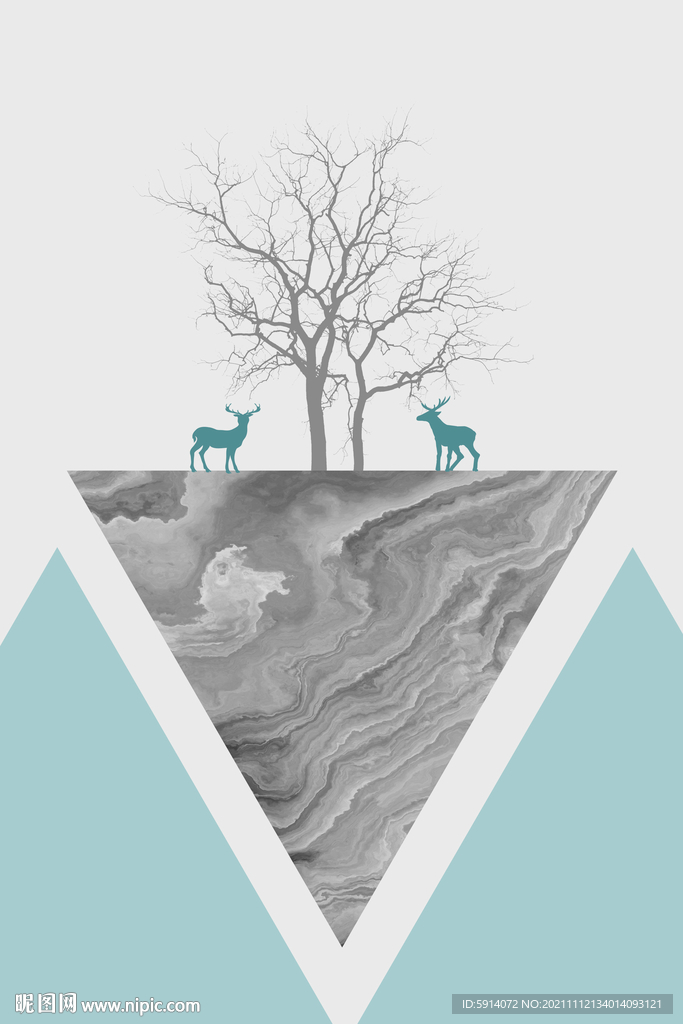 装饰画 抽象画 麋鹿