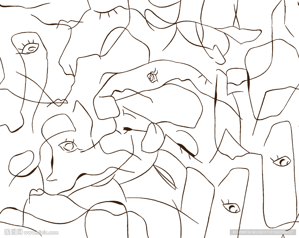 迷你线条眼睛印花