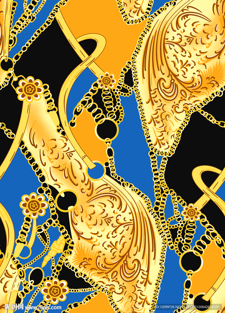 大牌连衣裙链条印花