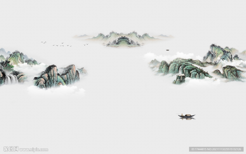 轻奢山水风景客厅背景墙