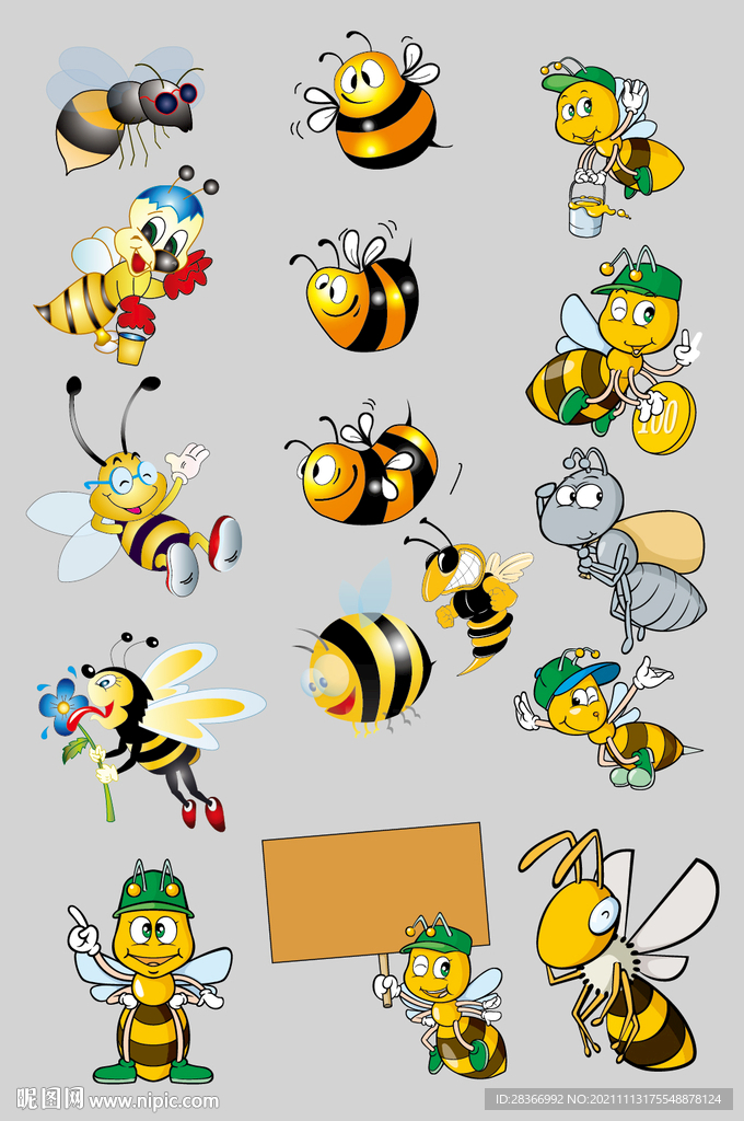 AI矢量卡通小蜜蜂