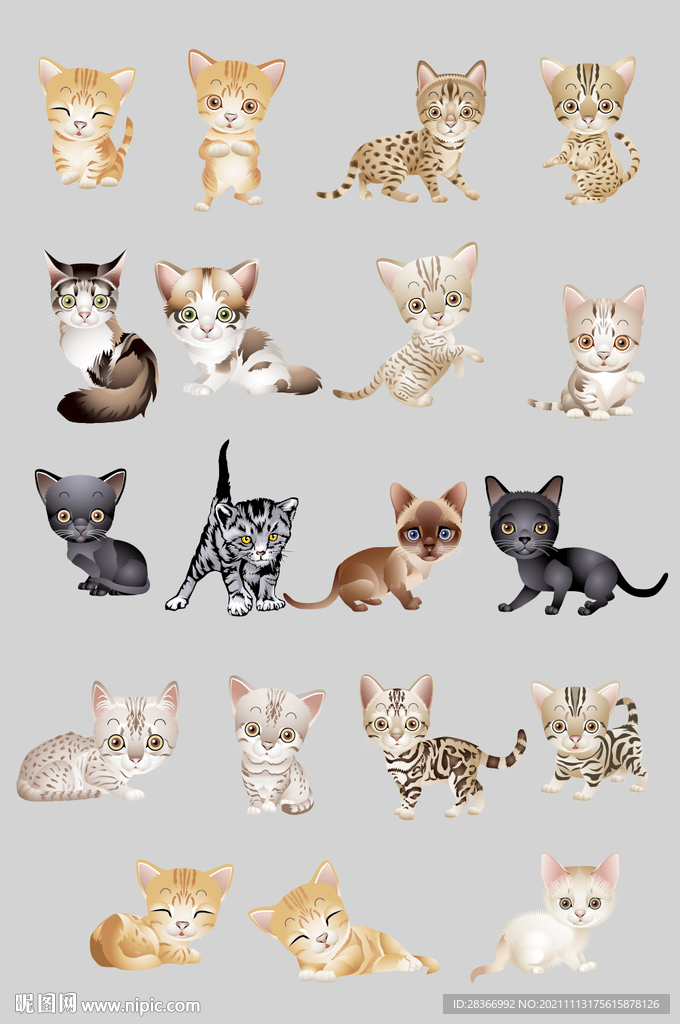 AAI矢量卡通可爱小猫