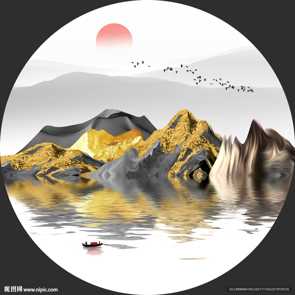 金色山水画