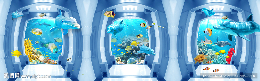 3D海底世界主题空间全屋背景