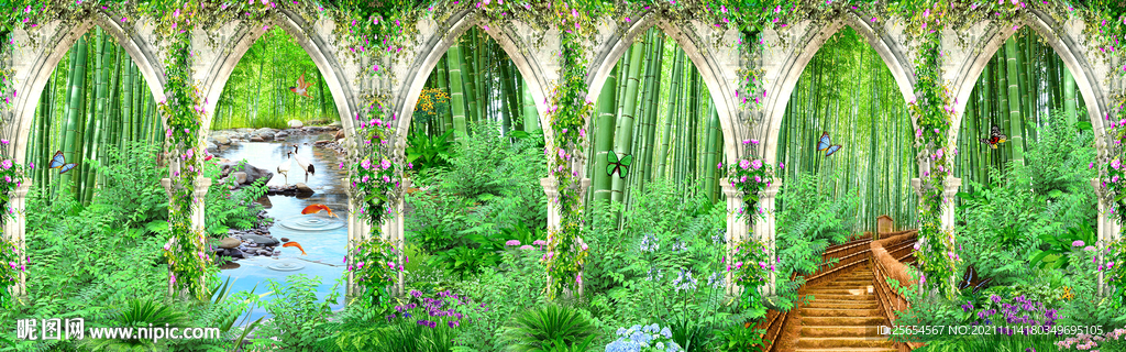 3D竹林全屋背景墙
