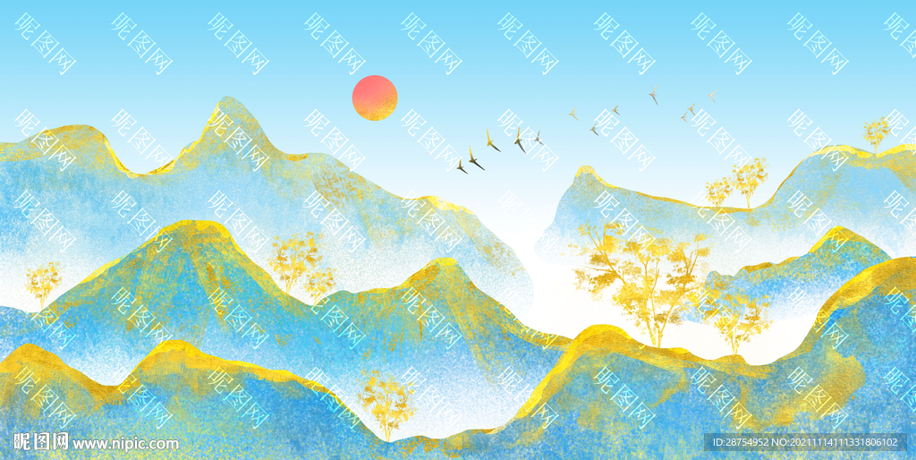手绘山水