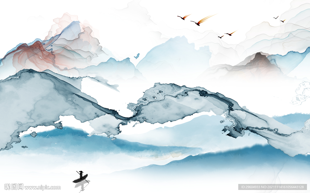 别墅 新山水背景画 tif分层