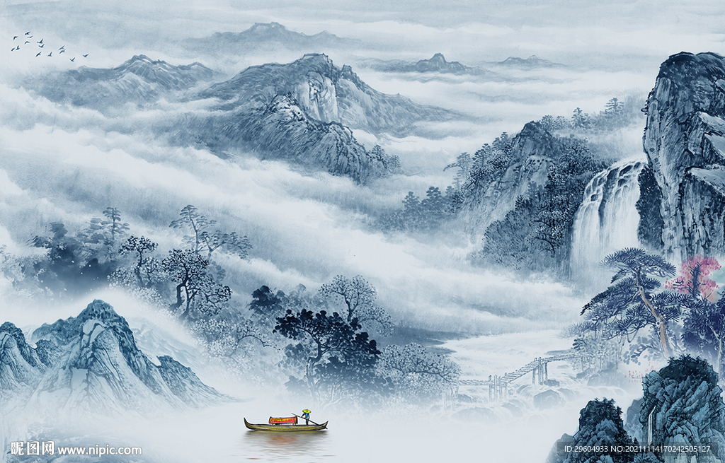 高清 新山水背景画 tif分层