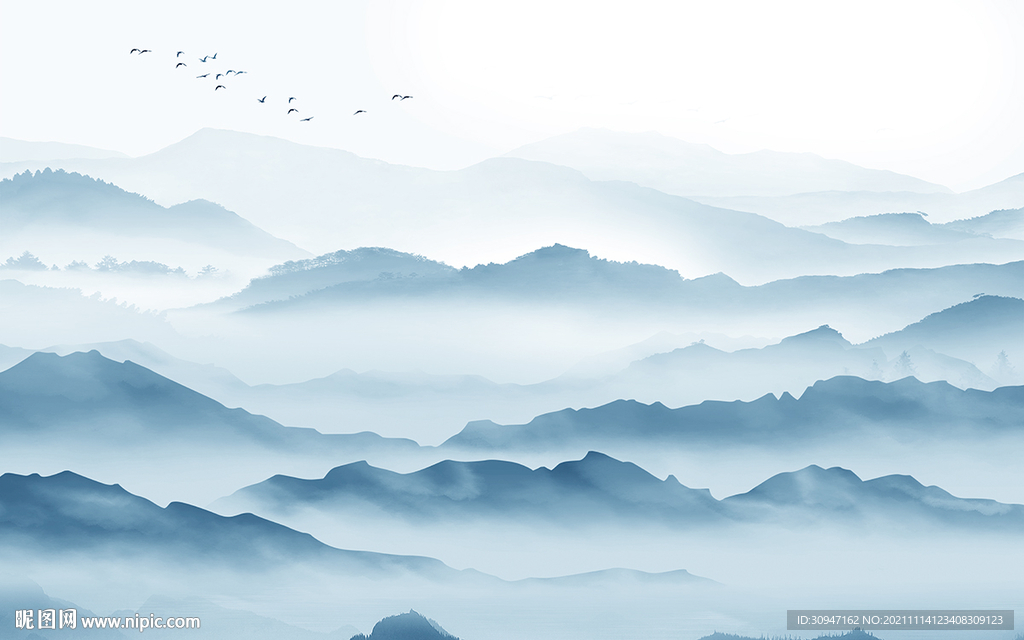 中式新款客厅山水 TIF分层