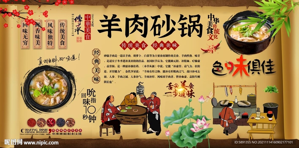 羊肉砂锅背景墙