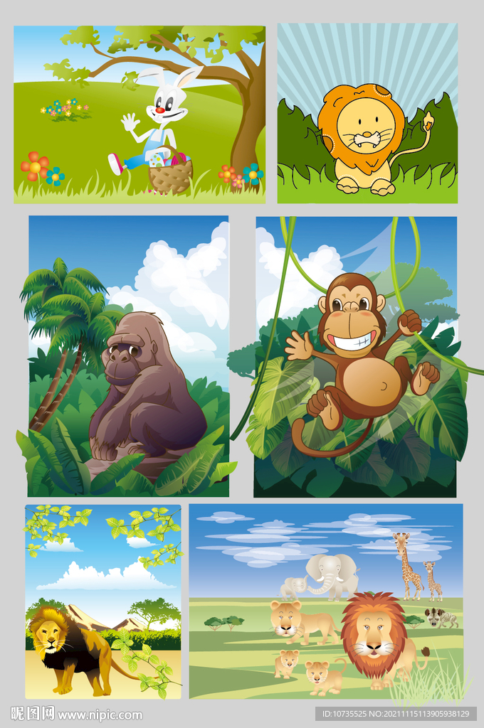 AI矢量卡通森林动物插画