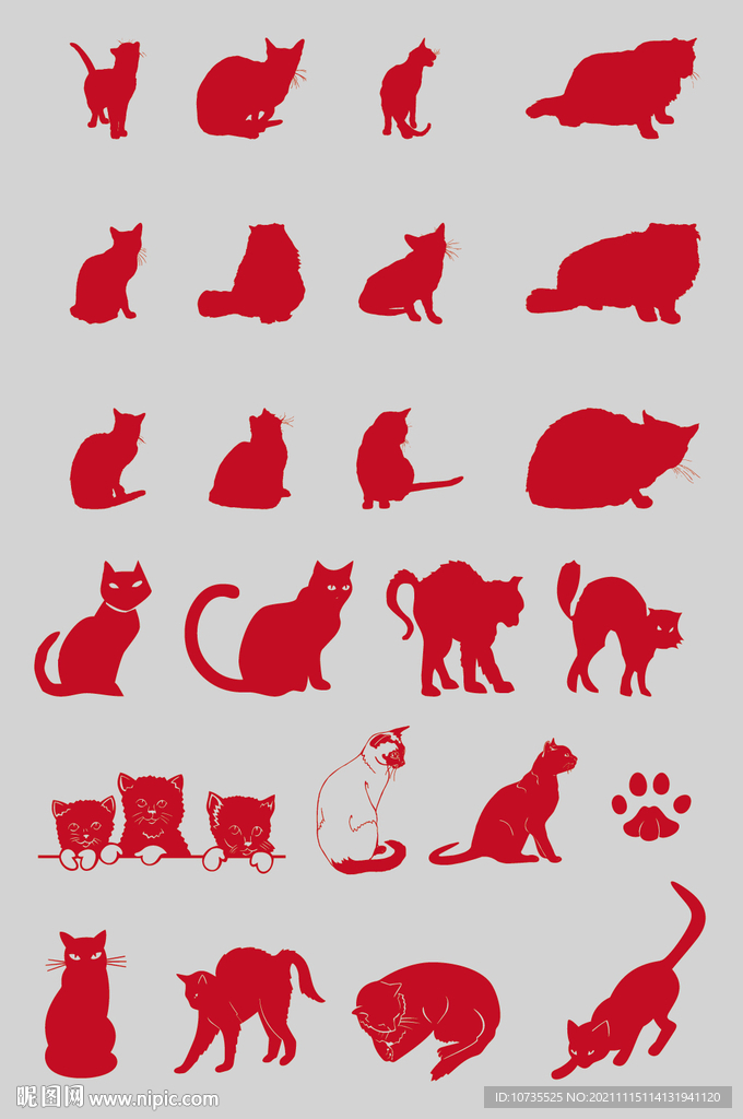 AI矢量猫剪影