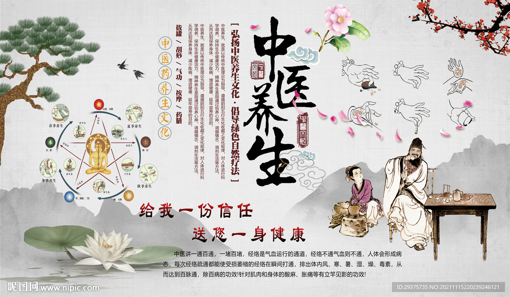 中医养生工装背景墙